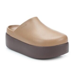 CROCS Tan and Brown Platform Mules